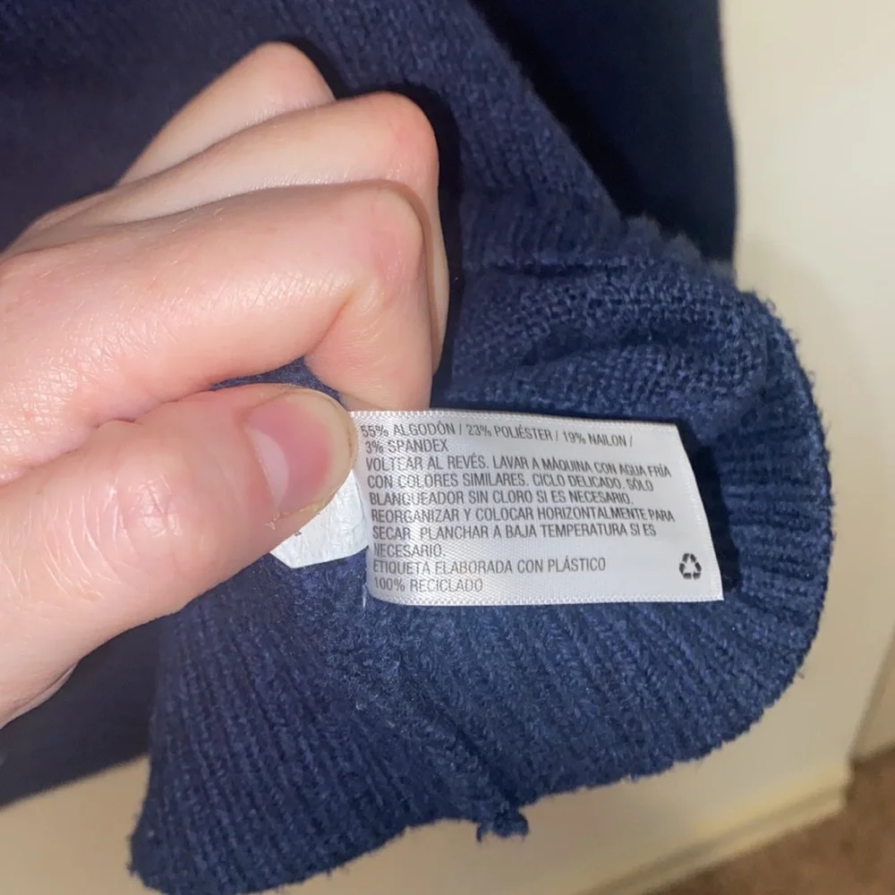 XL Goodfellow & Co Mens Navy Blue & Red Zig-Zag Pattern Sweater with a Hoodie - Picture 6 of 6